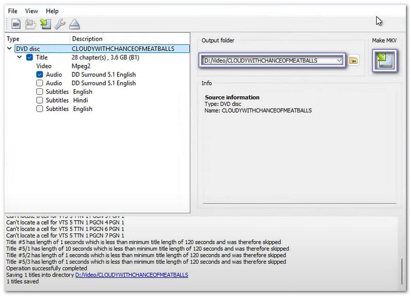 MakeMKV Rip DVD с помощью Windows 10