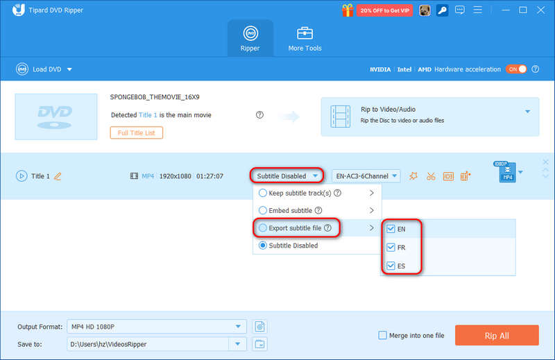 Select Desired Subtitle Tracks In Avaide