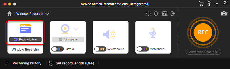 Select Window Recording on Mac