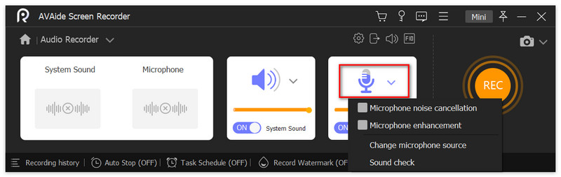 Ajustar as configurações de gravação de áudio