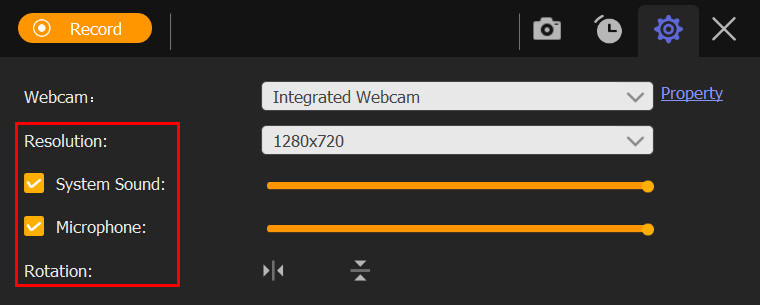 Ajustar as configurações de gravação da webcam