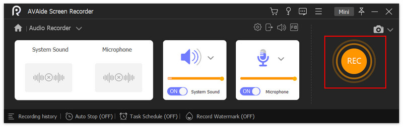 انقر فوق Rec Audio