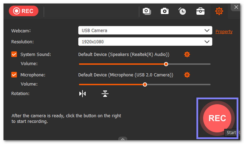 开始录制网络摄像头视频