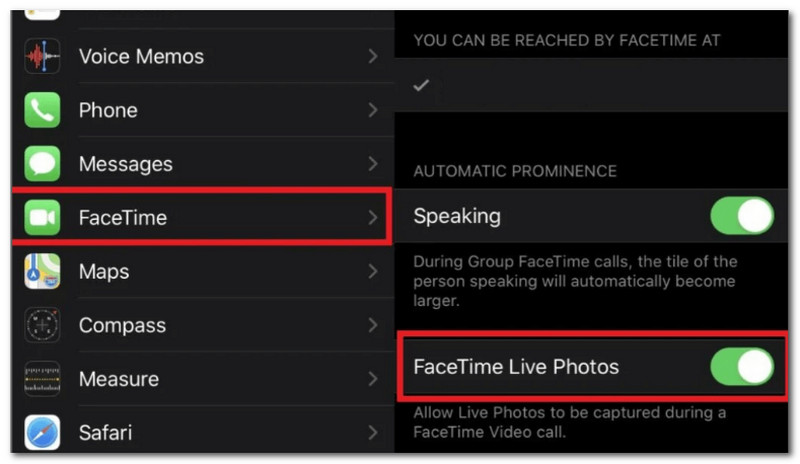 Settings Live Photos