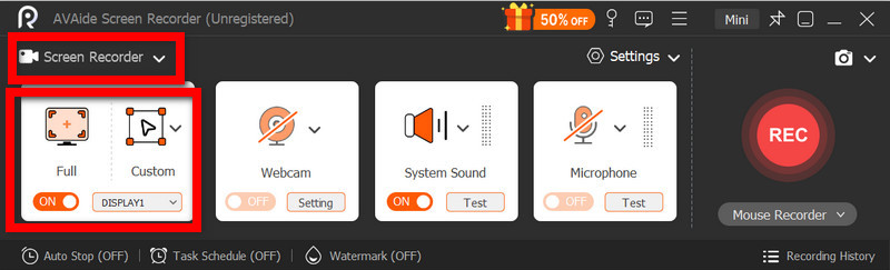 AVAide Screen Recorder Full Custom