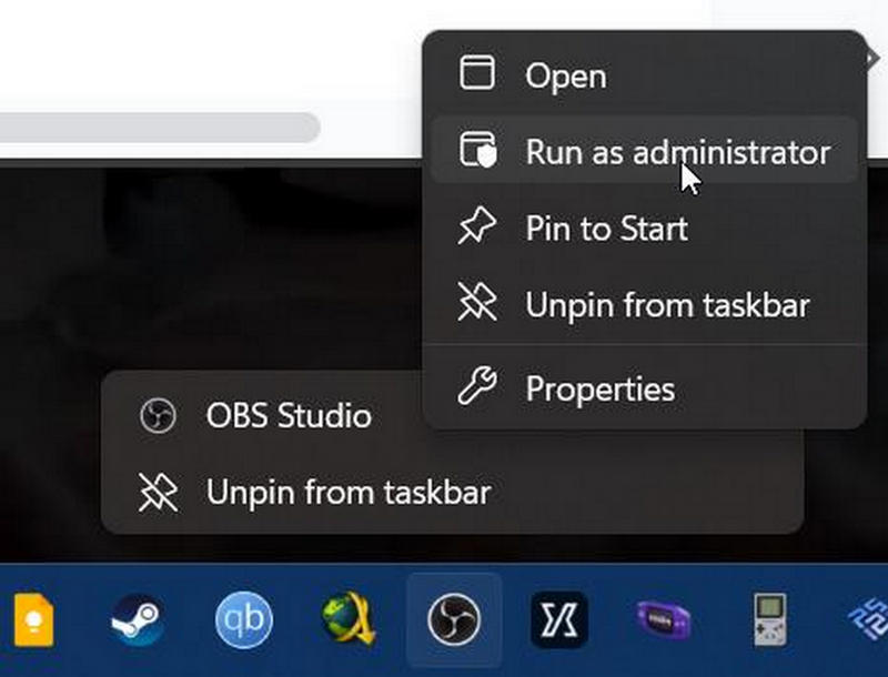 Run OBS as administrator