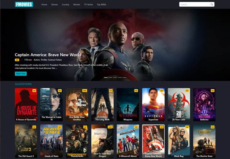 Interfaz de usuario de Fmovies