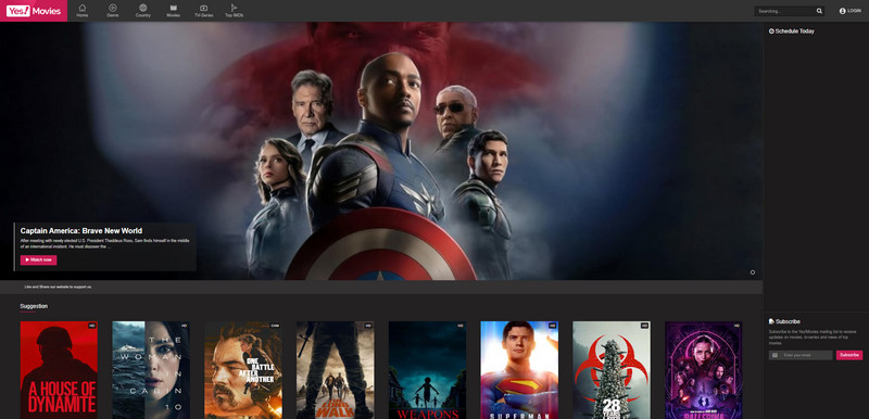 Interfaz de usuario de Yesmovies