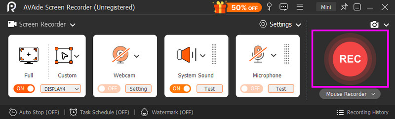 Start opptak Opptaksknapp tilgjengelig