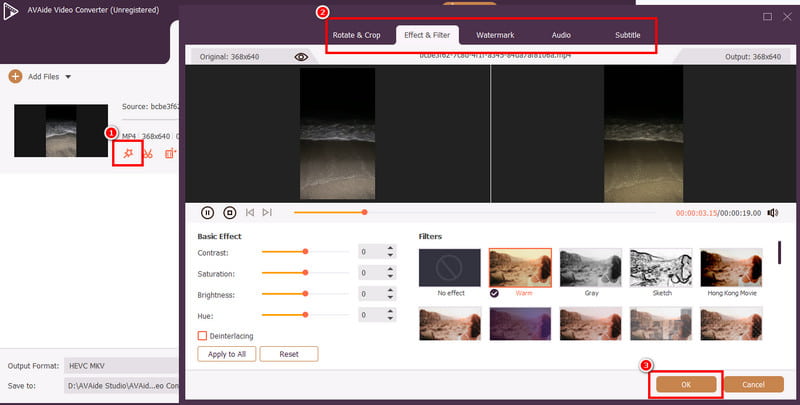 แก้ไขวิดีโอ ตกลง พร้อมใช้งาน