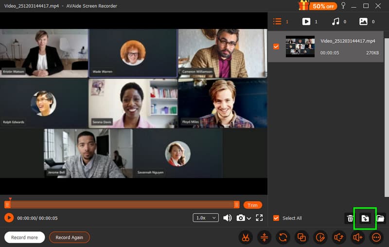 Exporteer de opgenomen vergadering