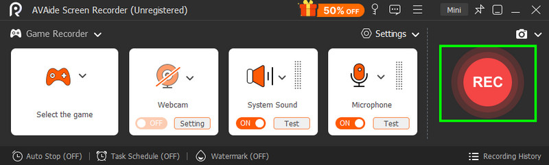 เริ่มบันทึกการเล่นเกม Avaide