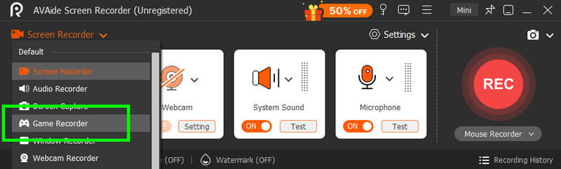 Gravador de jogos disponível