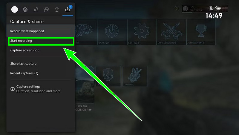 Grave suas partidas no Xbox integrado.