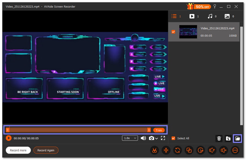 גזור ושמור סרטון סטרימינג מוקלט