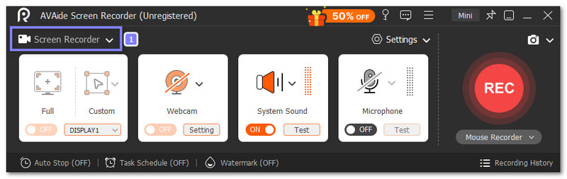 Se till att skärminspelaren är vald