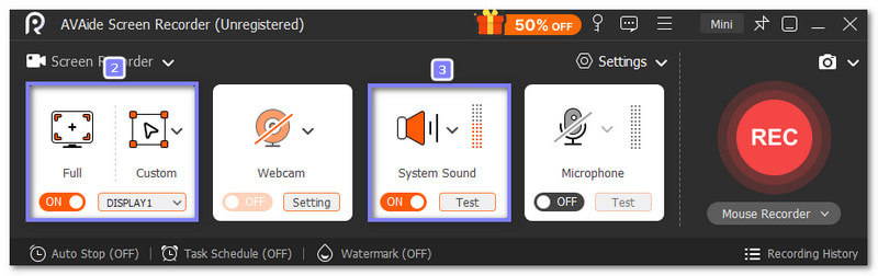 Välj inspelningsområde och aktivera systemljud