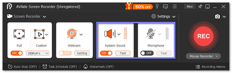 Schalten Sie den Systemton und das Mikrofon ein
