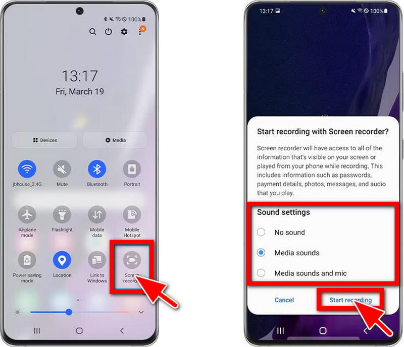 Grabación de pantalla de Samsung