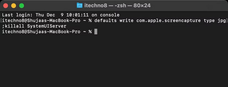 Alterar o formato da captura de tela no Mac