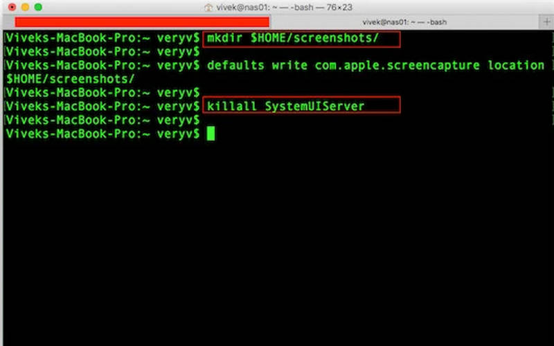 Alterar o local da captura de tela no Mac usando o Terminal