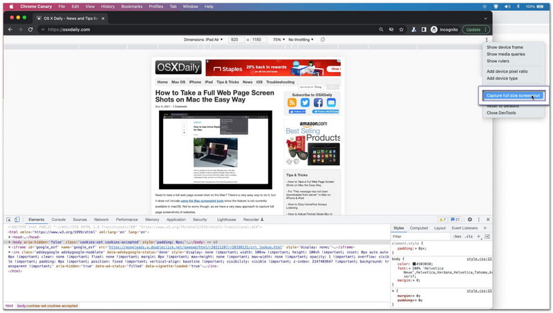 Screenshot Entire Webpage in Google Chrome