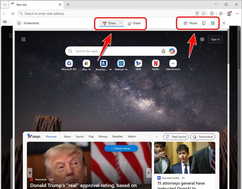 Microsoft Edge Redigera skärmdump och spara