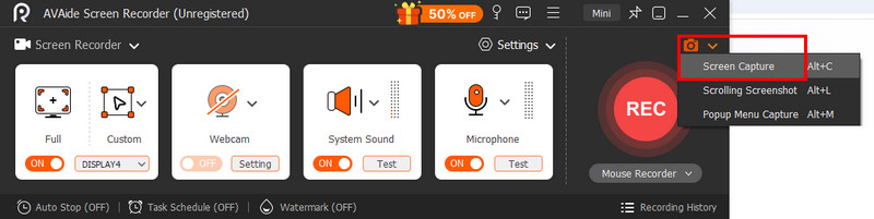 点击使用屏幕截图功能