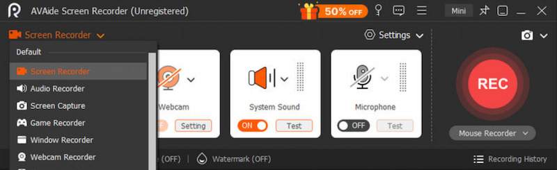 AVAide Screen Recorder Interface
