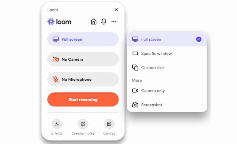 Loom Screen Mode Start Button