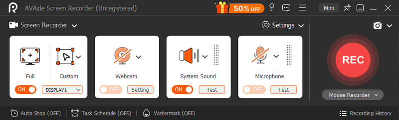 interface utilisateur d'enregistrement d'écran d'évitement