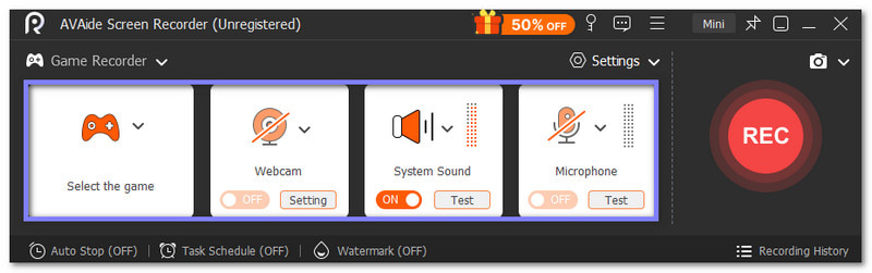 Välj spelet att spela in