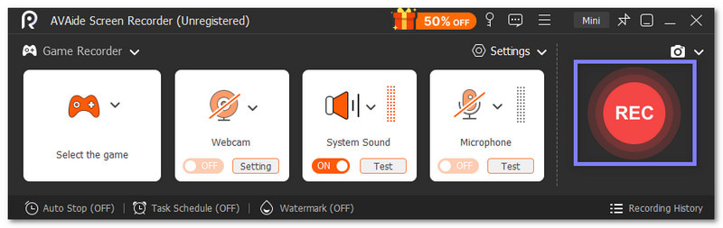Börja spela in spelet