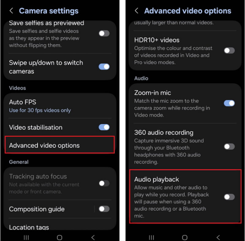 Advanced Video Options