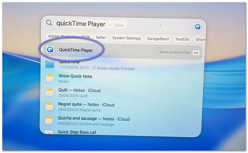 Open QuickTime Player