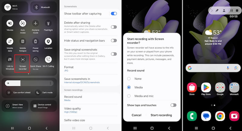 Grabador de pantalla integrado de Android para Minecraft