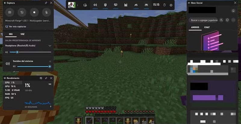 Windows Xbox Game Bar Captura de pantalla