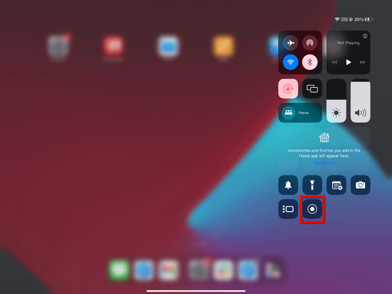 Control Center Record Button