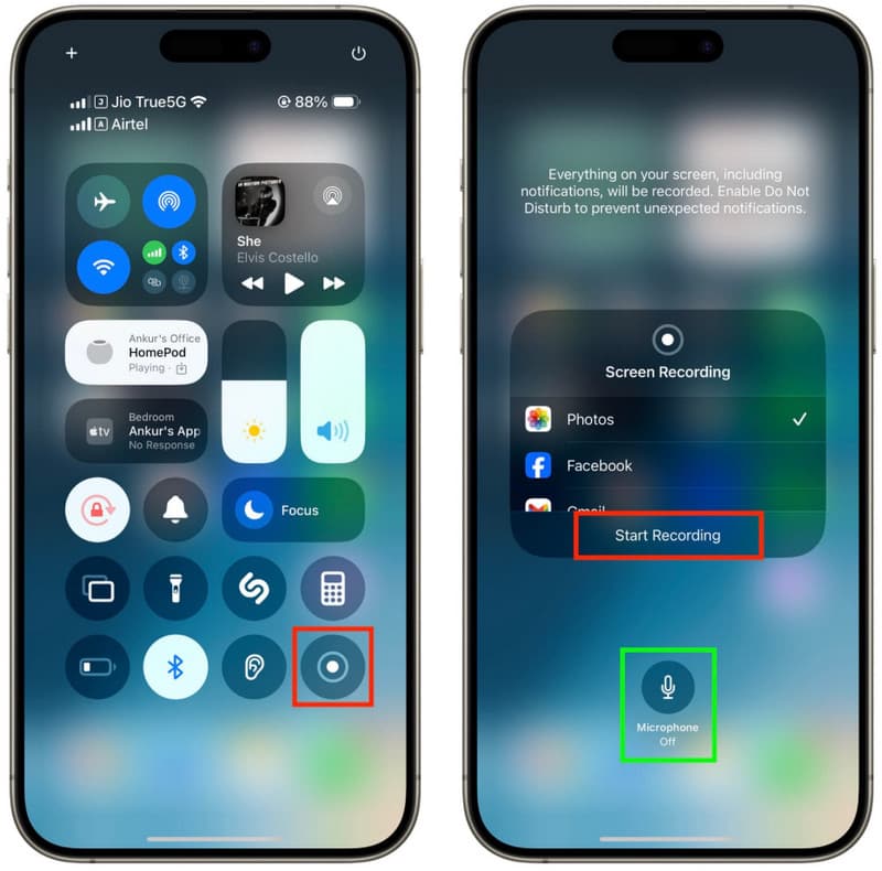Default Screen Recorder on iOS