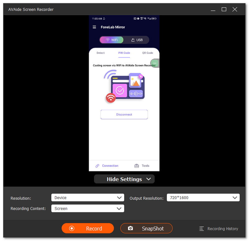 Record Your Phone with a Larger Screen with Avaide