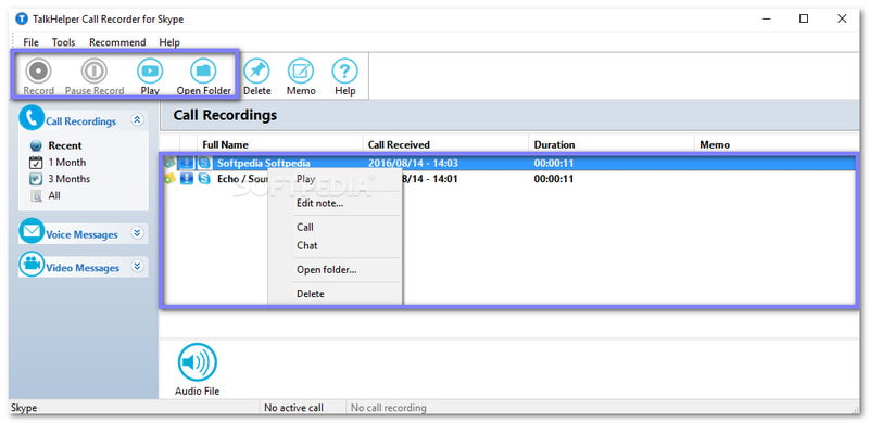 Talkhelper graba llamadas de Skype