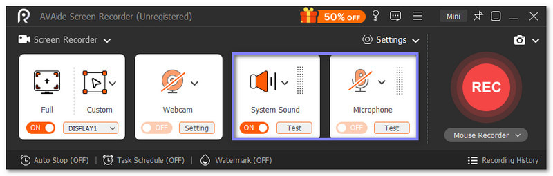 Activar el sonido del sistema y el micrófono
