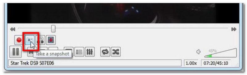Bouton de capture d'écran VLC