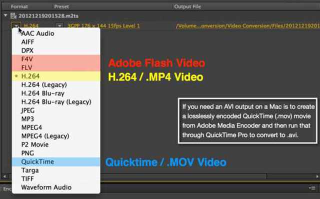 تنسيق Adobe Media Encoder