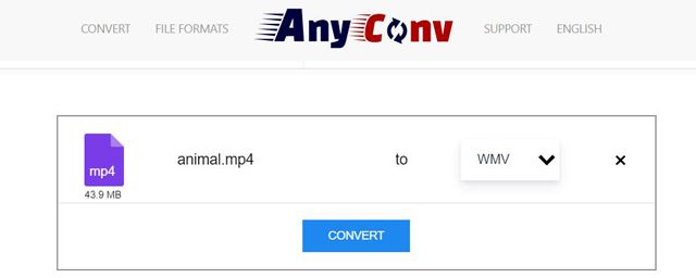 Konverter MP4 til WMV på AnyConv
