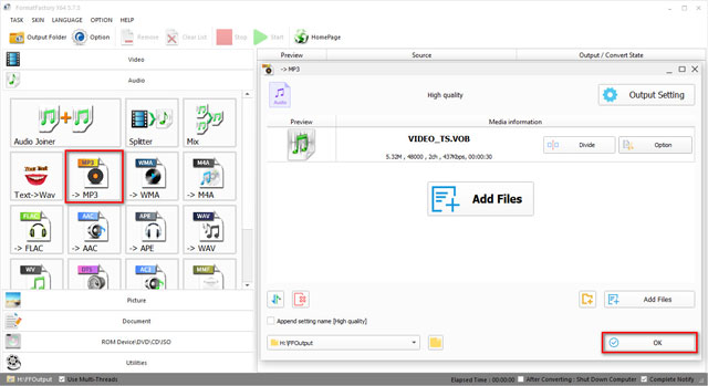 Convertir un DVD en usine de format MP3