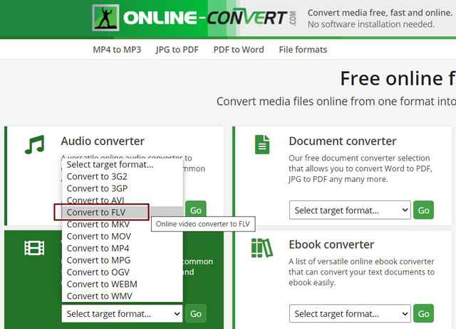 Tukar kepada FLV Online-Convert