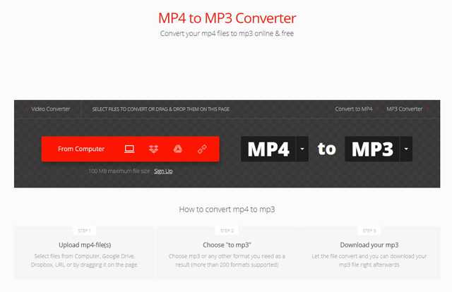 Convertio MP4 til MP3 Converter