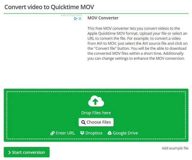 Convertor online MP4 în MOV