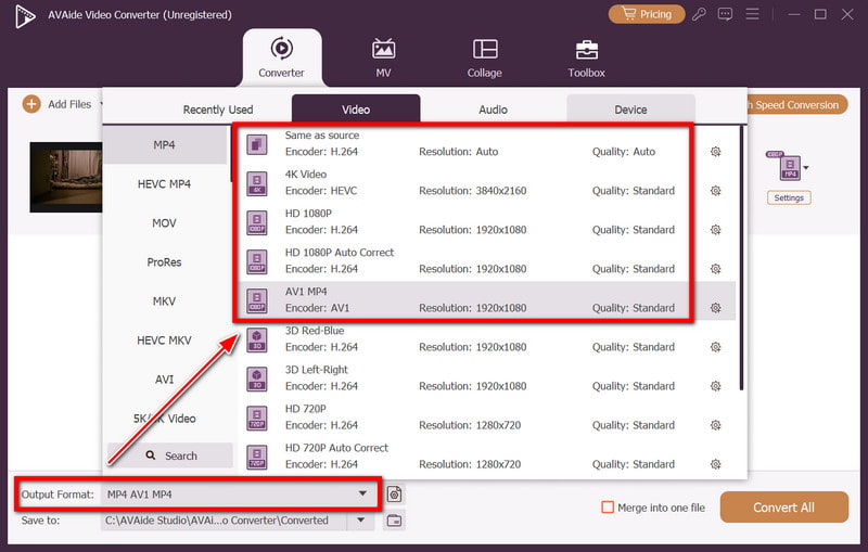 输出格式编解码器选项